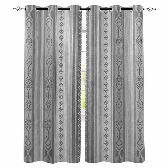 Blackout Curtains for Bedroom, Grey Geometric Room Darkening Window Drapes for Living Room, Modern Abstract Art Vintage Boho Thermal Insulated Grommet Curtains, 52x90 inch, 2 Panels