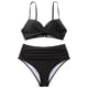 thumbnail image 4 of MKLEKYY Trajes De Baño Mujer Women High Waisted Bikini Sexy Push Up Two Piece Swimsuits Vintage Swimsuit Two Piece Retro Ruched High Waist Print Bikini Set 2732, 4 of 6