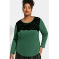 thumbnail image 5 of CASSIE LIZ Plus Size Sweatshirts 5X Long Sleeve Womens Tops Fall Crew Neck Dark Green Shirts Fashion Lace Loose Fit Tunics Winter Blouses Casual Pullovers 5XL 26W 28W, 5 of 7