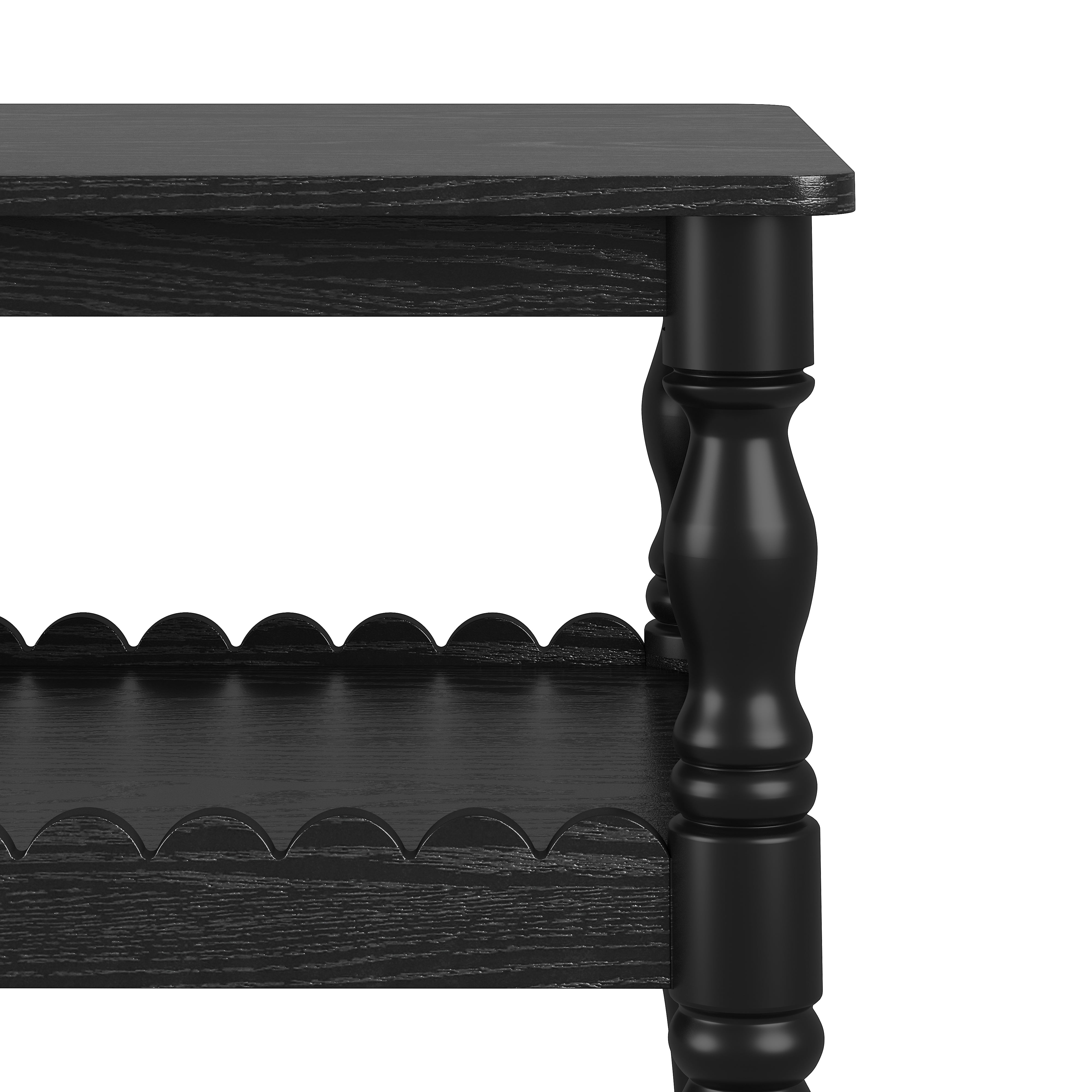 BSHTI Antique Black 43.3” Rectangle Coffee Table with 2-Tier Design and Storage Shelf(Antique Black)