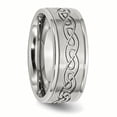thumbnail image 4 of Stainless Steel Scroll Design 9mm Brushed/Polished Ridged Edge Band, 4 of 11
