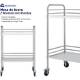 thumbnail image 3 of Mesa de Acero Inoxidable Bluelander de 2 Niveles con Ruedas Giratorias, 3 of 6