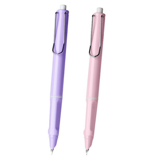 Pluma estilográfica retráctil de 2 piezas, punta extrafina, tinta metálica con convertidor para estudiantes, profesores y funcionarios.