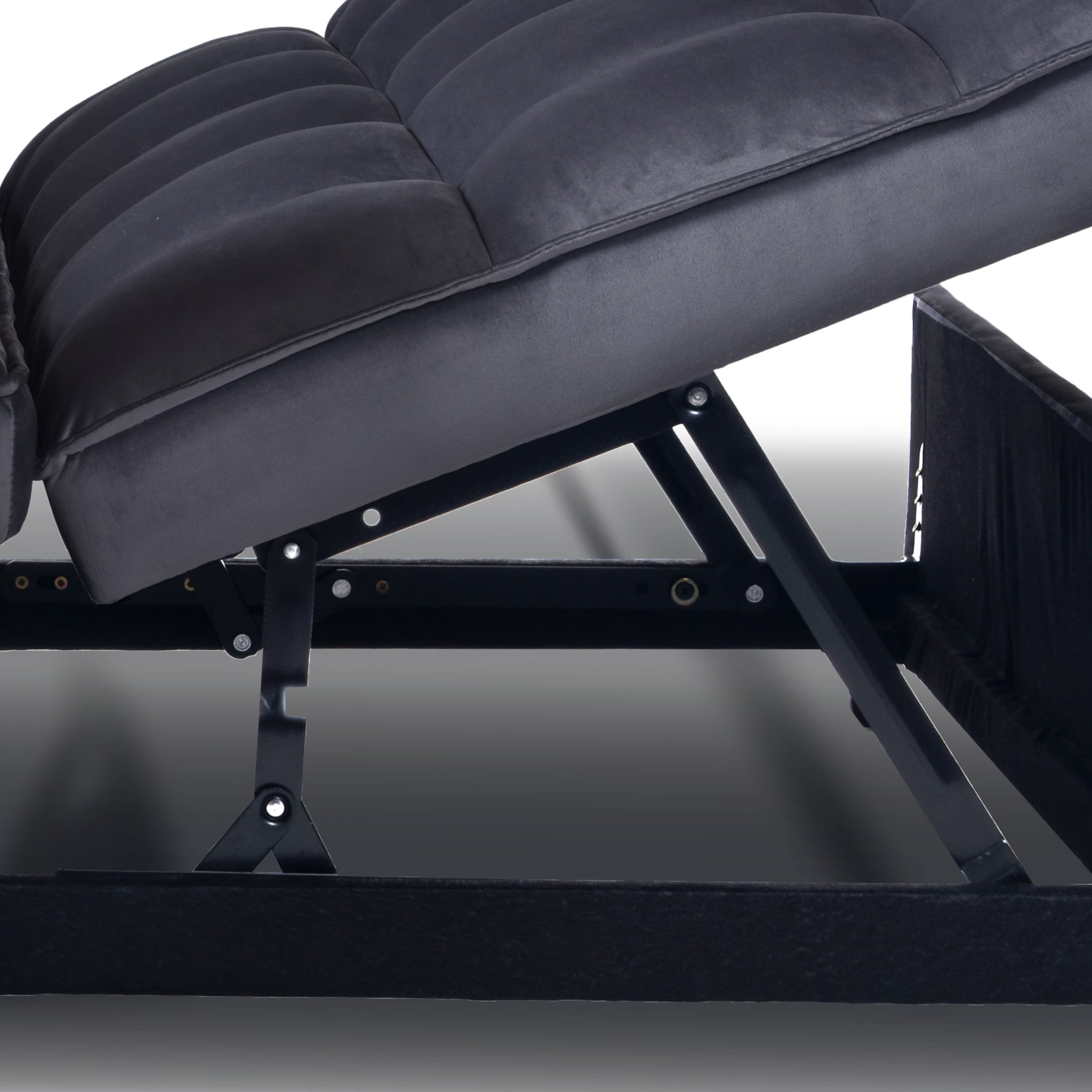 MAYEERTY Convertible Sofa Bed, Velvet Pullout Couch with Adjustable Backrest, Grey