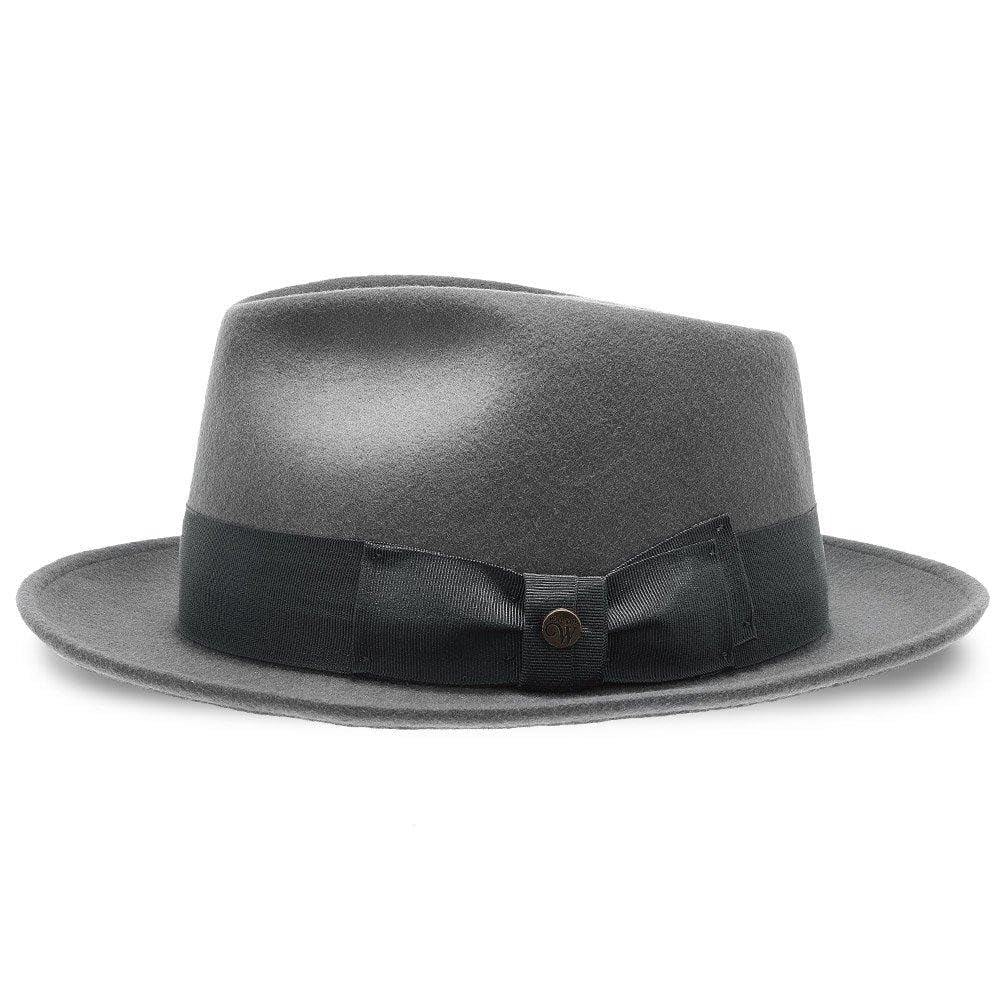 Walrus Hats Compass Grey  Diamond Crown Fedora – 100% Australian Wool Felt Hat with Grosgrain Band & Walrus Logo Pin – Stylish Unisex Fedora