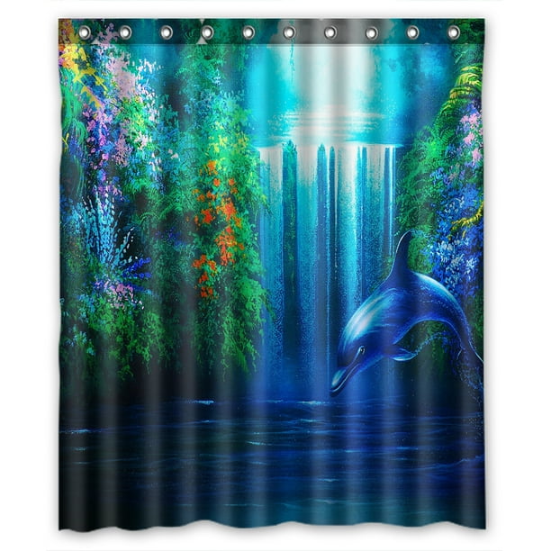 ZKGK Dolphins Waterproof Shower Curtain Bathroom Decor Sets with Hooks 66x72 Inches Walmart