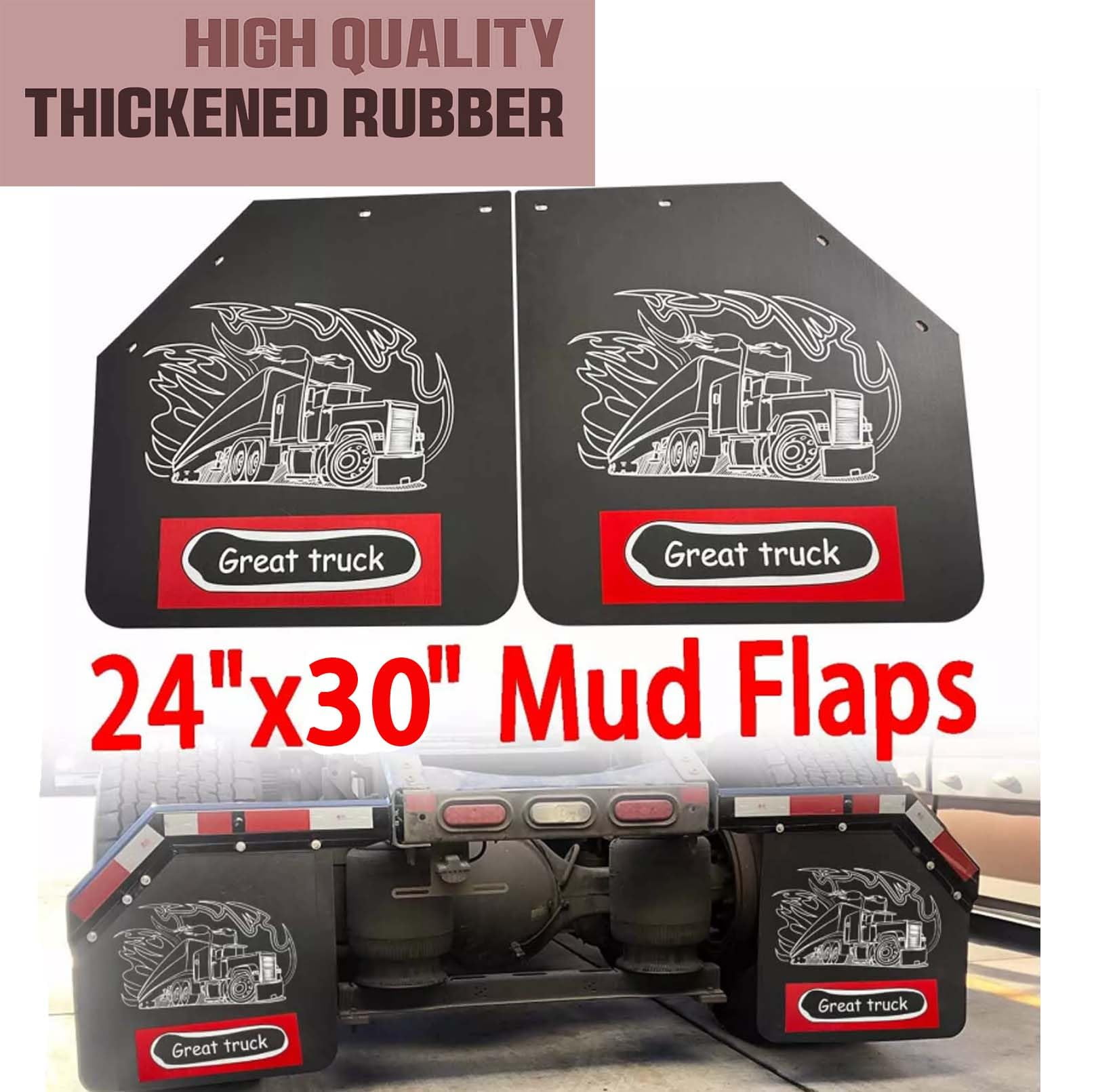BST BSSP Mud Flaps for Semi Trucks Tractor Trailer Great-Truck Pattern,Heavy Duty Rubber Universal Mudflaps Splash Guard, 24 x 30Inch,Pair Set