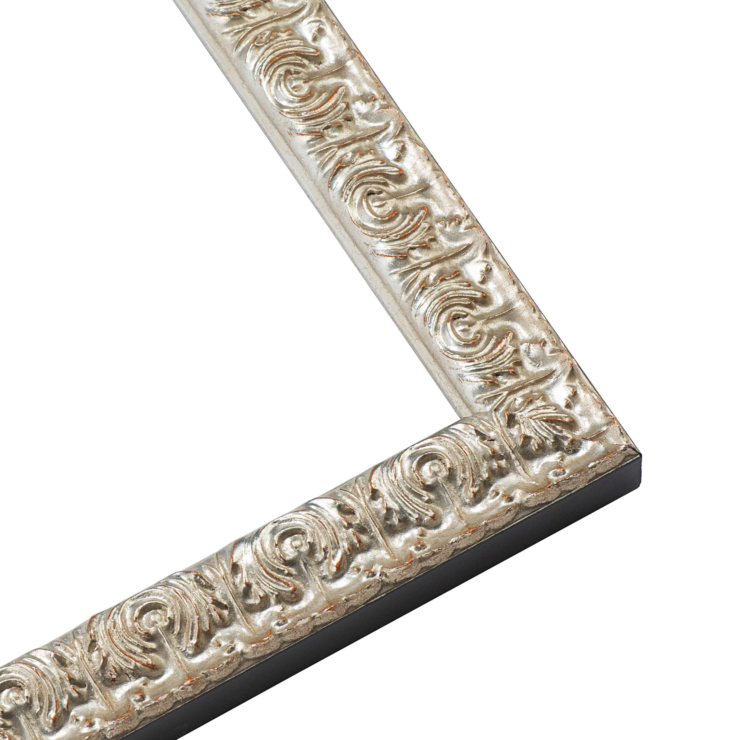 18x24 Frame Silver Versailles Ornate Solid Wood Picture Frame | 1 Inch Moulding Width | Interior