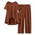 thumbnail image 2 of BXINGOHAI Women's Pajama Sets Short Sleeve Sleepwear Pj Loungewear Top and Capri Pants with Pockets Coffee XL, 2 of 7