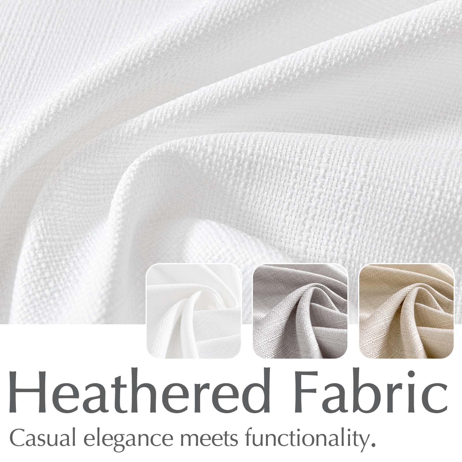 Curtainking White Curtains for Living Room Darkening 38 x 63 Inches Linen Textured Curtain Grommet Top 2 Panels