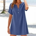 thumbnail image 2 of Bovxnpu Womens Summer Dress, Women's Plus Size Casual T Shirt Dress, Fashion Women Casual Summer Short Sleeve V-Neck Button Dress XXL, 2 of 6