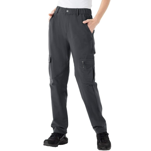 Pantalones de senderismo Rdruko para mujer, impermeables, de secado rápido, color gris, talla L