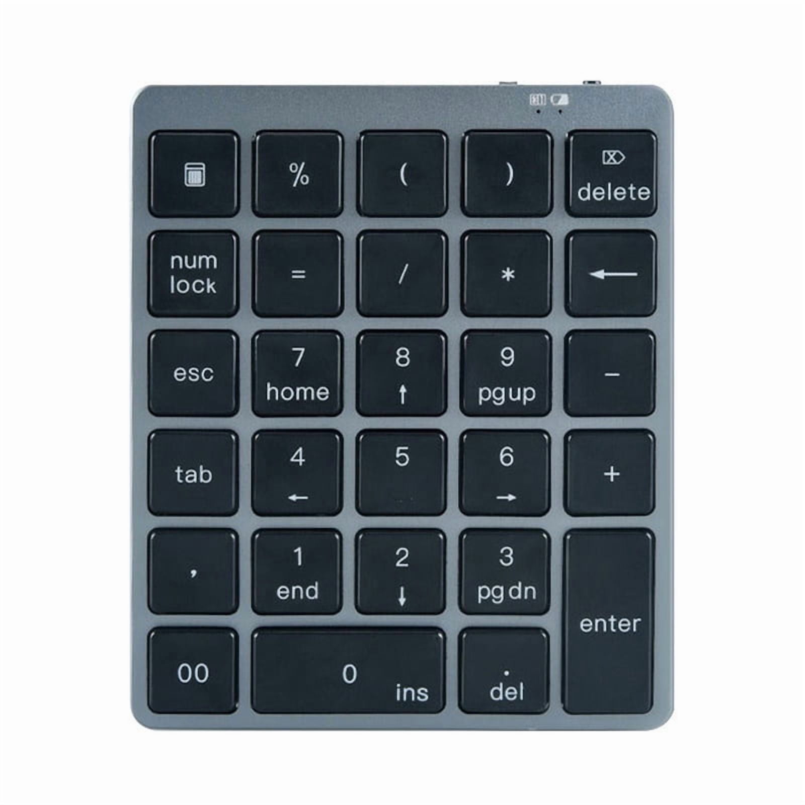Bluetooth Numeric Keyboard 28Keys Portable Aluminium Alloy Wireless Keyboard for Tablet PC Laptop Rechargeable Numpad Digital