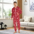 thumbnail image 3 of Adult Christmas Onesie Santa Hat and Snowflakes Adult Zipper One-Piece Pajamas Unisex Pajamas with Pockets, 3 of 6