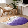 thumbnail image 4 of Round Rugs 3Ft, Purple Coastal Beach Round Area Rug Washable Indoor Throw Carpet, Modern Gradient Abstract Sea Waves Small Non Slip Circle Rug for Bedroom Living Room Home Decor Aesthetic, 4 of 8