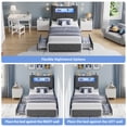 thumbnail image 4 of Hijob Twin Size Bed Frame for Boys/Kids with 2-Tier Storage Headboard, Velvet Upholstered Platform Bed with 2 Storage Drawers, Built in Charging Station & LED, Gray, 4 of 14