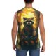 thumbnail image 4 of Fotbe Tree Meditating Raccoon Men's Camiseta sin Mangas Estampada para Hombres, Playera Casual para Gimnasio, Entrenamiento, Playa-Large, 4 of 7