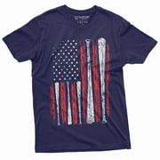MenS Baseball Usa Flag T-Shirt Bat Flag Patriotic American Sports Shirt For Him