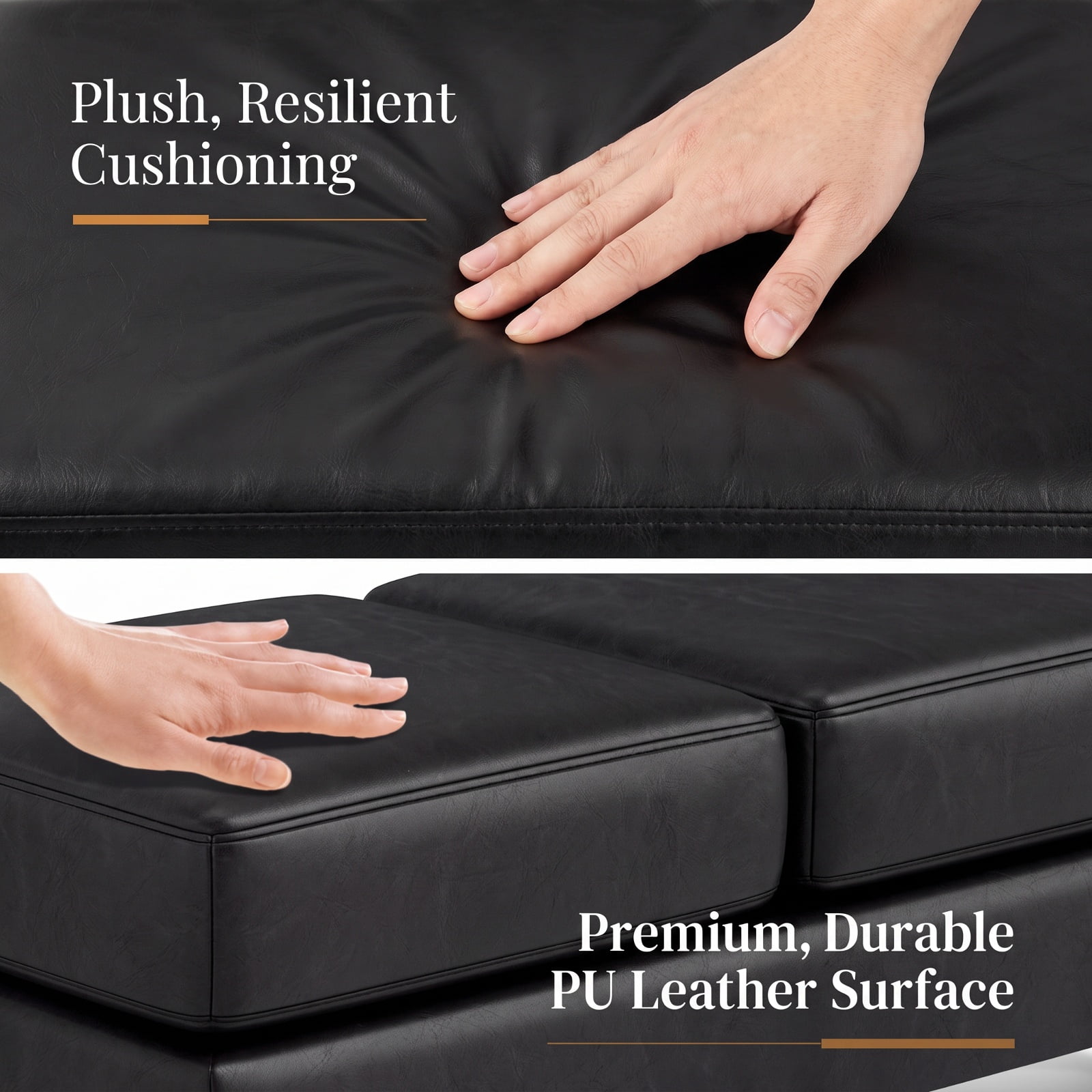 Furnibear 59 Inch Waiting Room Bench with Removable Faux Linen Cushions and Heavy Duty Metal Frame for Reception Office Lobby Long Seating, Black