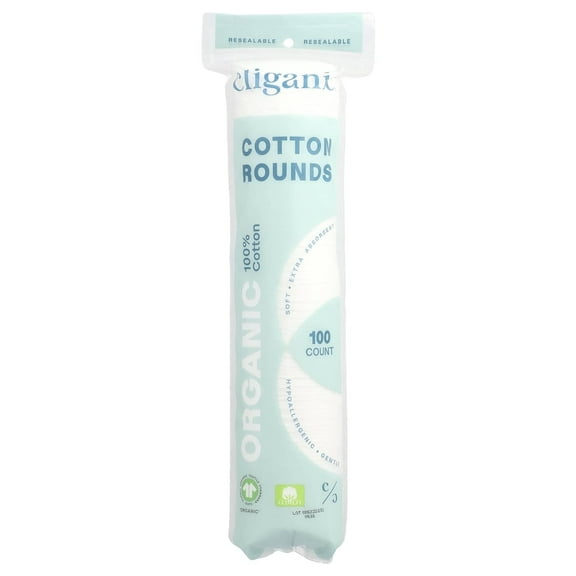 Cliganic Organic Cotton Rounds -- 100 Pads Pack of 3