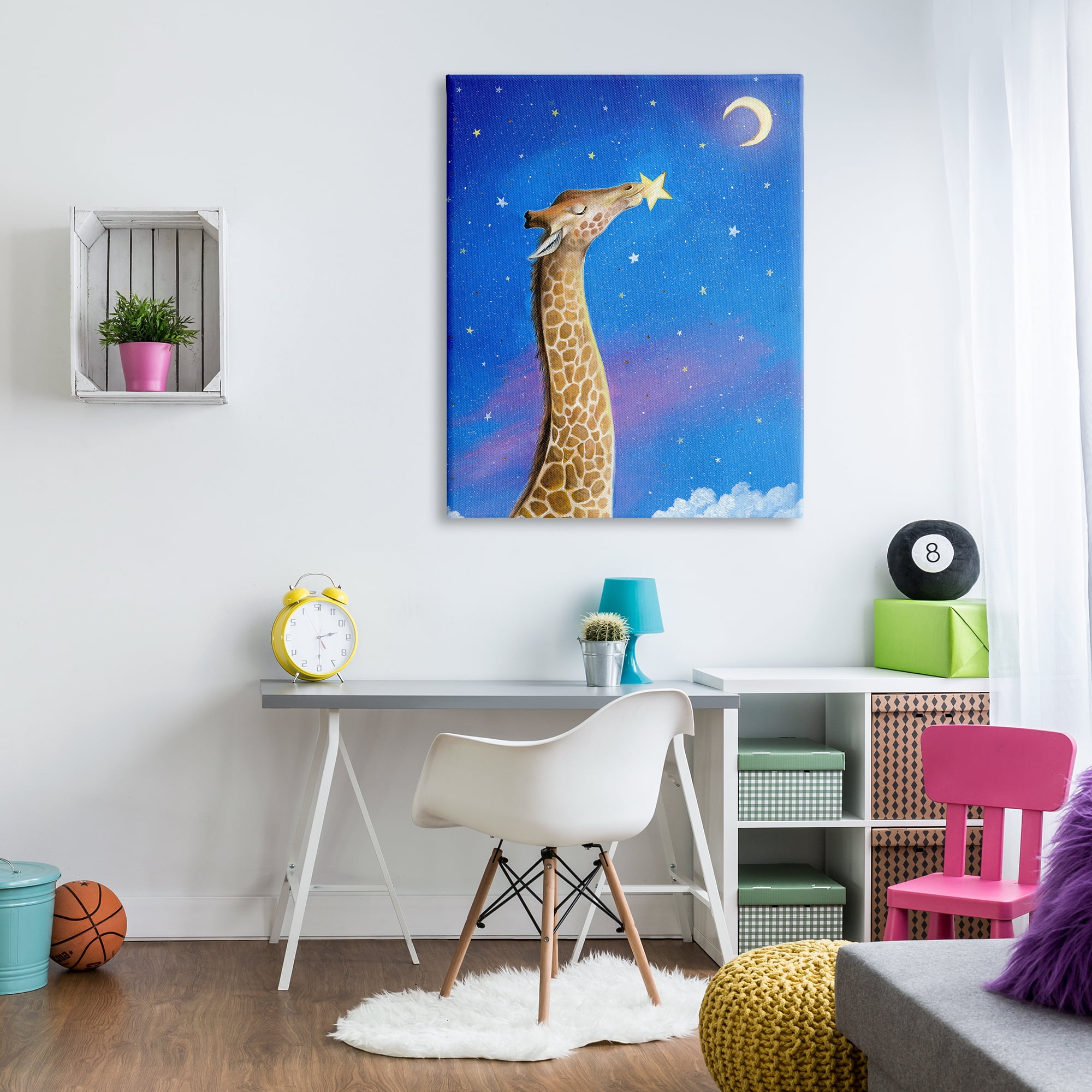 Stupell Industries Giraffe In Night Sky Animals & Insects Painting Gallery Wrapped Canvas Print Wall Art, 36 x 48