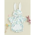 thumbnail image 2 of FEORJGP Infant Baby Easter Hood Jumpsuit Newborn Short Sleeve Romper Cartoon Bunny Print Bodysuit Hoodies with Pocket Little Boys Girls Cute Casual Summer Clothes, 2 of 9