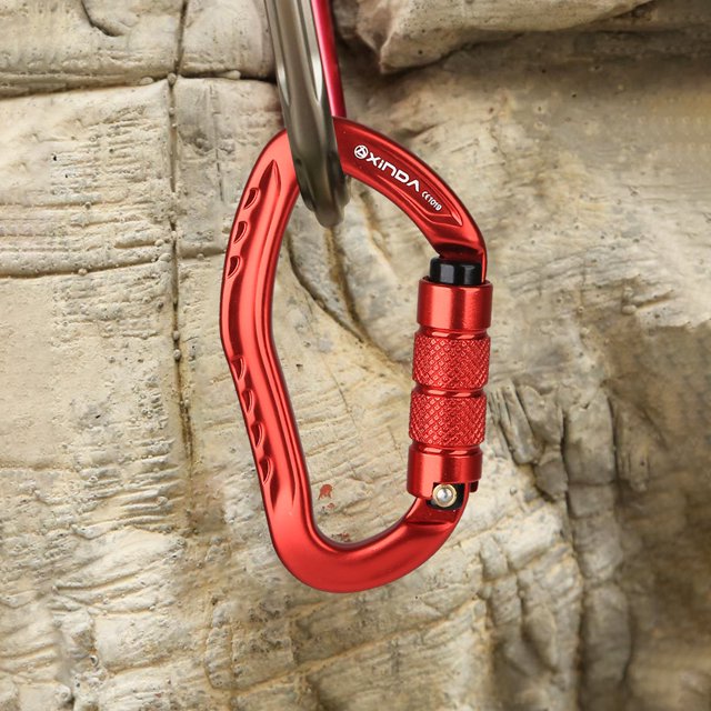 Carabinador de bloqueo de carabinas 22kn Rock Climbing para acampar senderismo rojo
