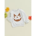 thumbnail image 3 of Suealasg Toddler Boys Girls Halloween Sweatshirts Long Sleeve Crewneck Witch Pumpkin Print Pullover Tops 6M 1T 2T 3T 4T Kids Casual Halloween Clothes, 3 of 7
