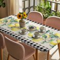 thumbnail image 3 of Yellow Lemons Table Cloths for 6 Foot Rectangle Tables, Summer Botanical Black White Plaid Rustic Patio Waterproof Elastic Fitted Tablecloths, Washable Rectangular Table Cover for Camping, 3 of 8