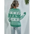 thumbnail image 5 of Women's Christmas Sweater Elk Snowflake Knit Round Neck Pullover, 5 of 8