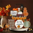 thumbnail image 3 of Fall Tiered Tray Decor Set Thanksgiving Decorations Autumn Pumpkin Leaves Rustic Farmhouse Fall Decor Autumn Harvest Decorative Trays Wooden Tabletop Signs for Home Kitchen(Rustic Style), 3 of 5