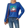 thumbnail image 4 of Fiaer Christmas T Shirts for Women Cute Graphic Merry Xmas Tshirts Plus Size Long Sleeve Loose Fit Casual Crew Neck Trendy Comfort Tops Blue1 S, 4 of 6