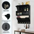thumbnail image 6 of Key Holder for Wall, Elegant Wall-Mounted Mail Organizer with Storage Drawers & 6 Key Hooks, Pine Wood Luxury Black, 6 of 12