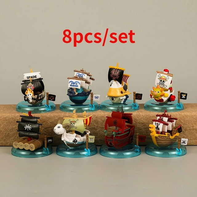 8cm 8pcs/set Anime Figure Luffy Zoro Sanji Mini Pirate Ship Action Figure PVC Model Doll Collection Toy Gift Kids