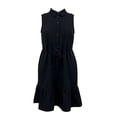 thumbnail image 1 of Vestido George para Mujer Corto con Olan en Ruedo, Sin Mangas, Botones en Pecho Negro Talla M, 1 of 4