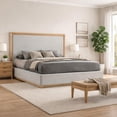 thumbnail image 6 of Noe Malia King Size Bed, Gray Polyester Upholstery, Natural Wood Frame, 6 of 8