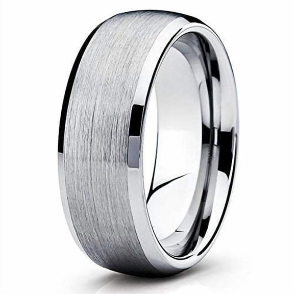 Silly Kings Jewelry Tungsten Wedding Band Tungsten Carbide Ring Men and Women Gray Tungsten Ring 8mm Brushed Comfort Fit