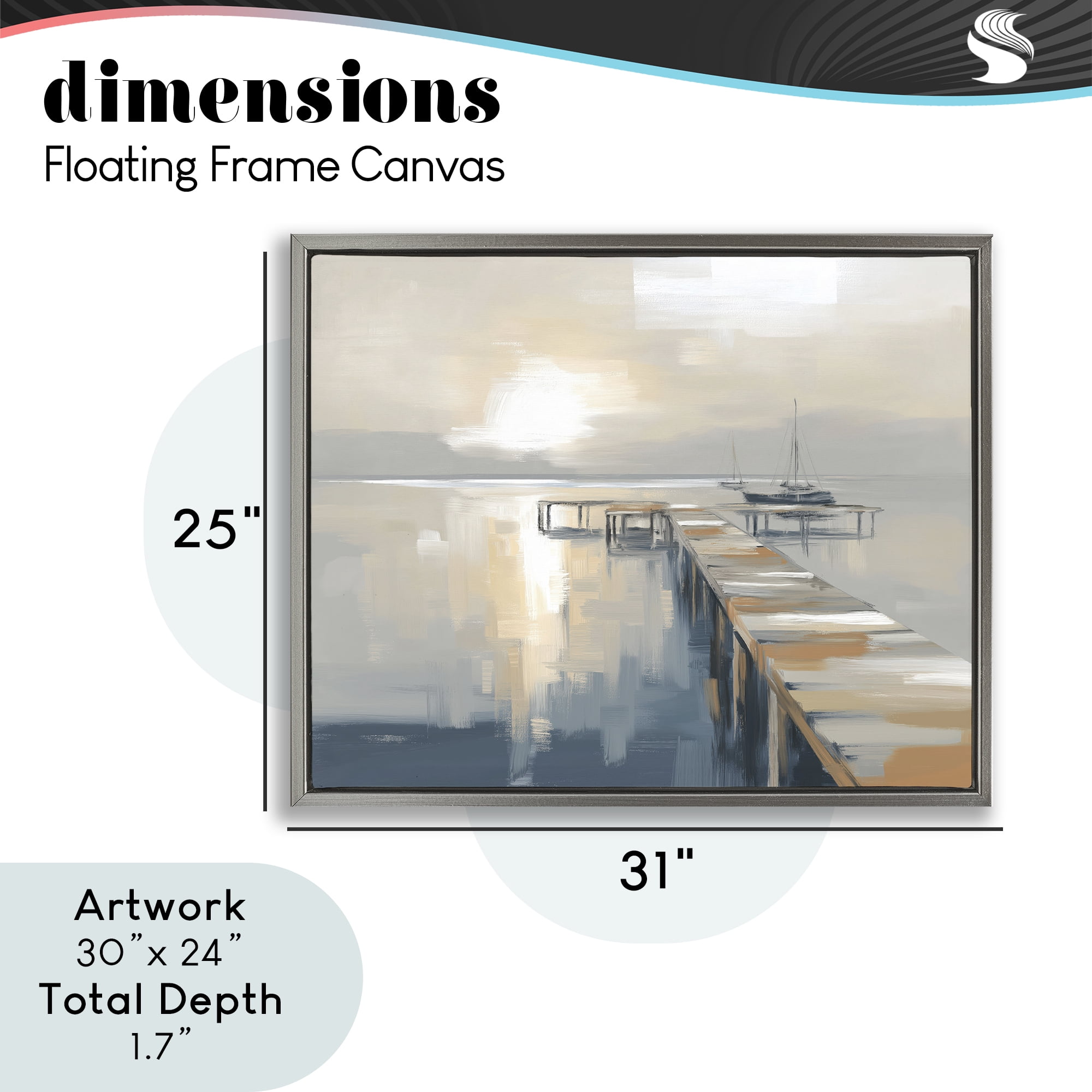 Stupell Industries Pier with Sailboat Seascape Gray Framed Floater Canvas Wall Art, design by Kim Curinga