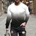 thumbnail image 2 of GigrtiJin Men's Gradient Printed Pullover Top Long Sleeved Round Neck Casual Shirt Comfy Lightweight Blouses, 2 of 5