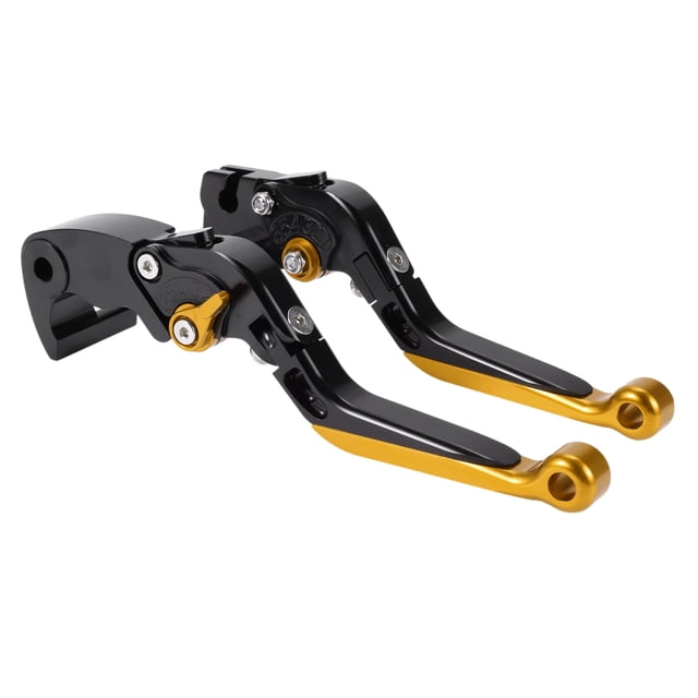 Palancas de freno y embrague cortas y largas ajustables para Yamaha YZF R1 2015-2022, manillar de motocicleta, aleación de aluminio, mango negro con extremo dorado