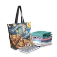 thumbnail image 2 of FORMRS Womens Canvas Tote Bag with Zipper Inner Pocket Shoulder Handbag, Starry Pizza, 2 of 7
