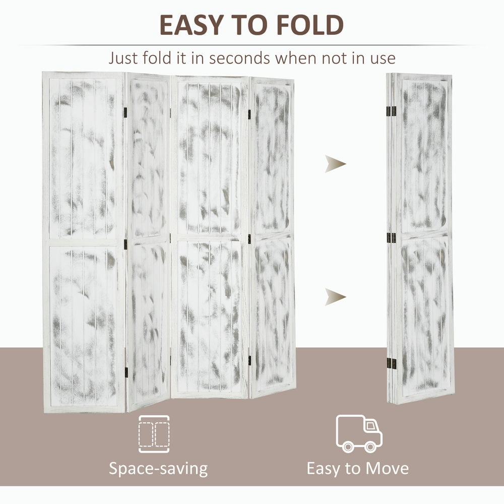 Resenkos Screen Divider Room Divider Screen With Foldable Design For Indoor Bedroom Office 5.5' Rustic White