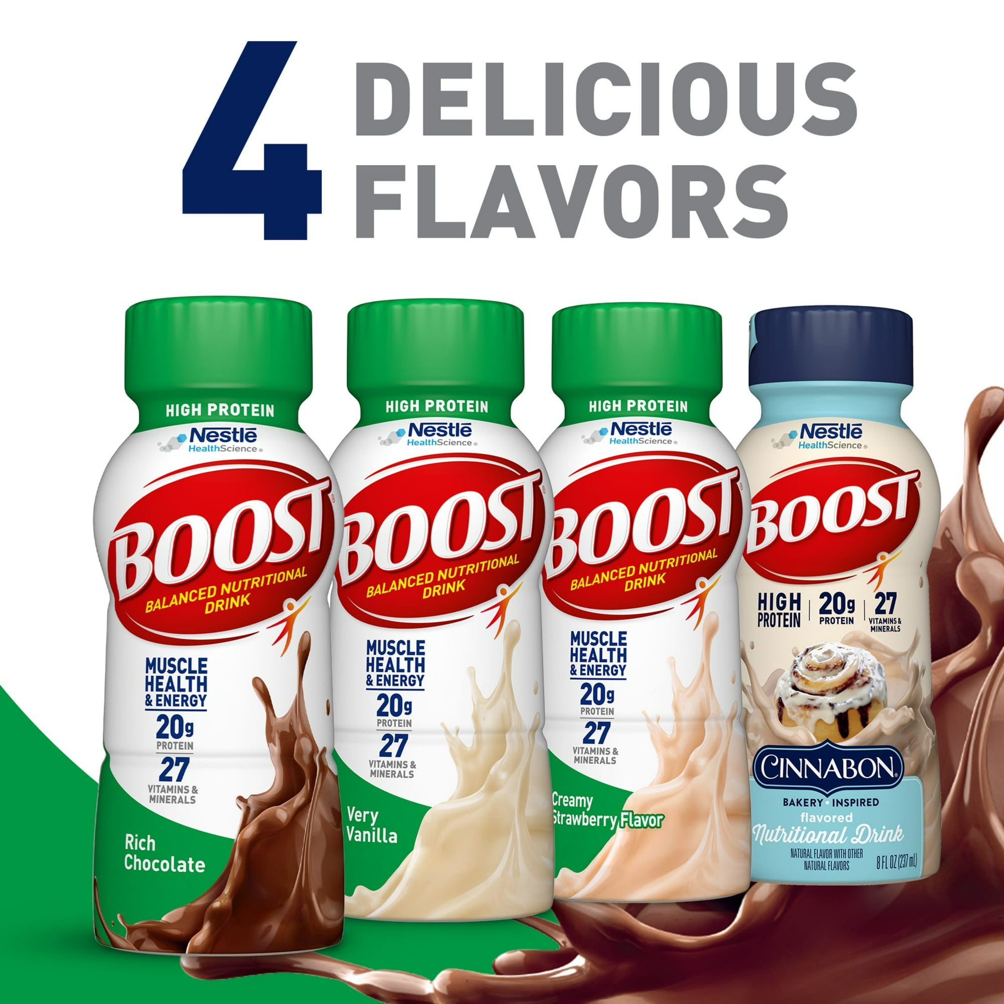 BOOST High Protein Nutritional Drink, Rich Chocolate, 20g Protein, 12 - 8 fl oz Bottles