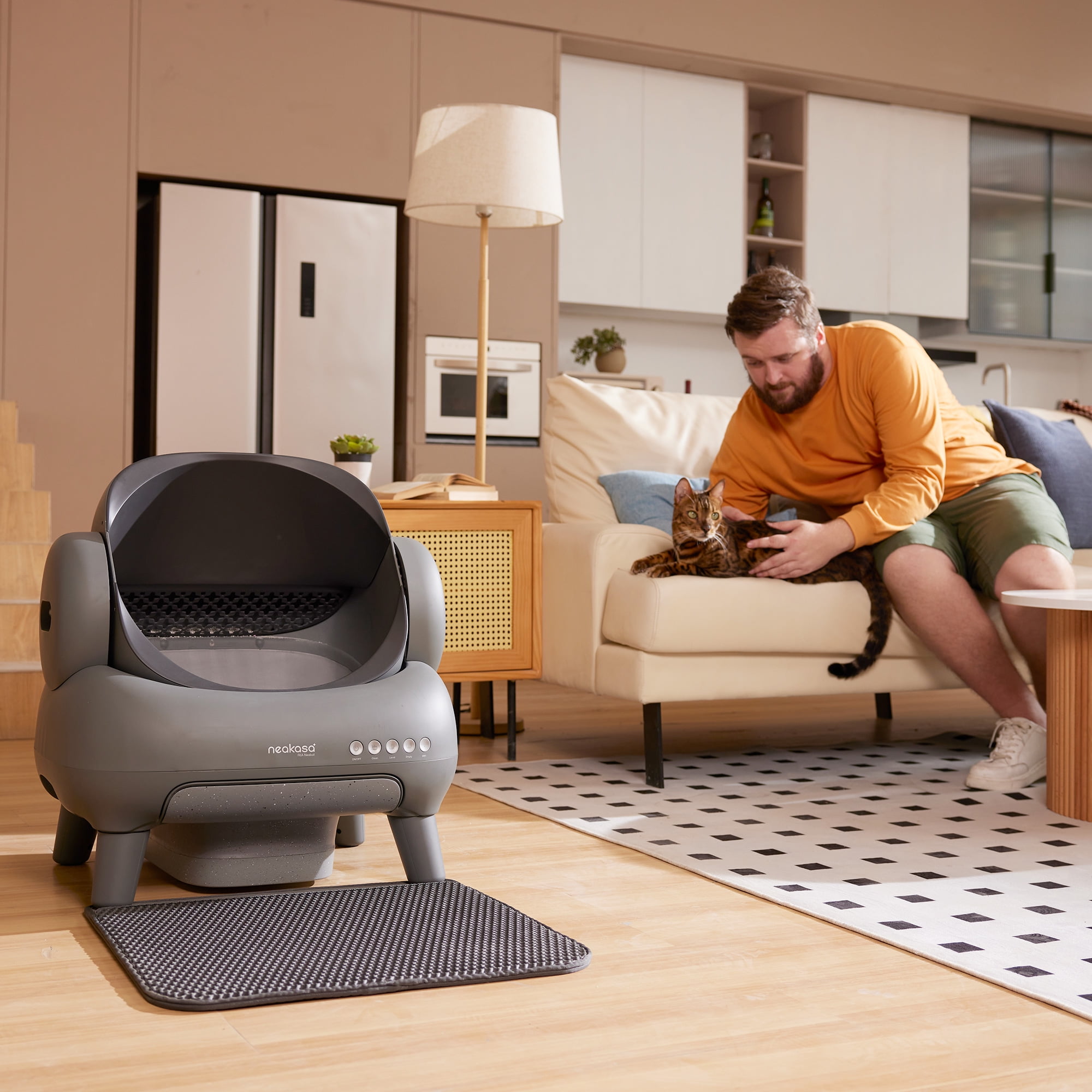 Neakasa M1 Plus Automatic Cat Litter Box, Self-Cleaning, Spacious Open-Top Design for Large Cats up to 33 lbs, Odor-Free & Safe Access
