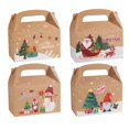thumbnail image 1 of 12 cajas de cartón para golosinas navideñas, cajas de papel kraft para dulces navideños, cajas de regalo navideñas kraft, para obsequios navideños festivos (marrón-A), 1 of 4