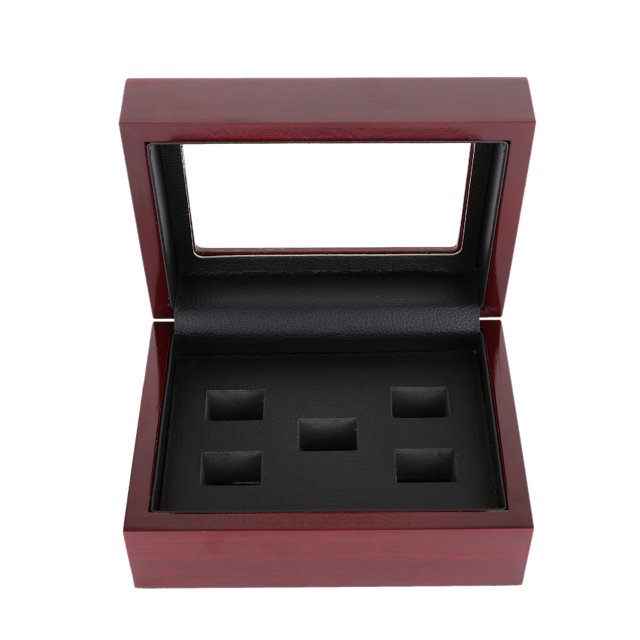 Caja de madera con exhibición de anillos grandes y pesados del campeonato JunningGor (5 agujeros)