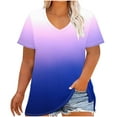 thumbnail image 2 of Uaswgudfs Oversiez Top for Women's Plus Size Summer V-Neck Short Sleeve T-Shirt with Curved Hemline Design Blouse, 2 of 5