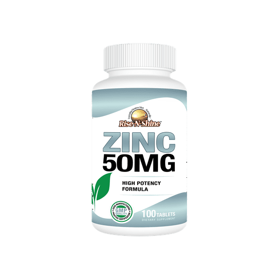 Rise-N-Shine Zinc Supplement - Vegan Zinc for Immune Health - 100 Tablets