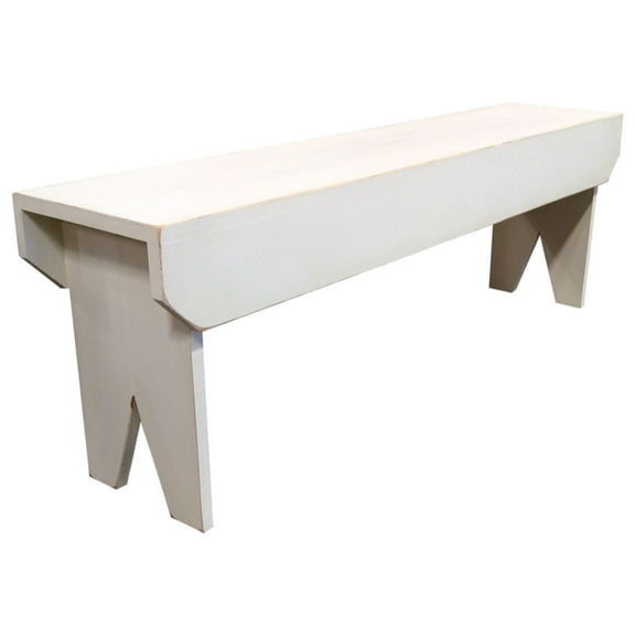 Contemporary Home Living 4' Distressed Cotton White Modern Style Simple Bench