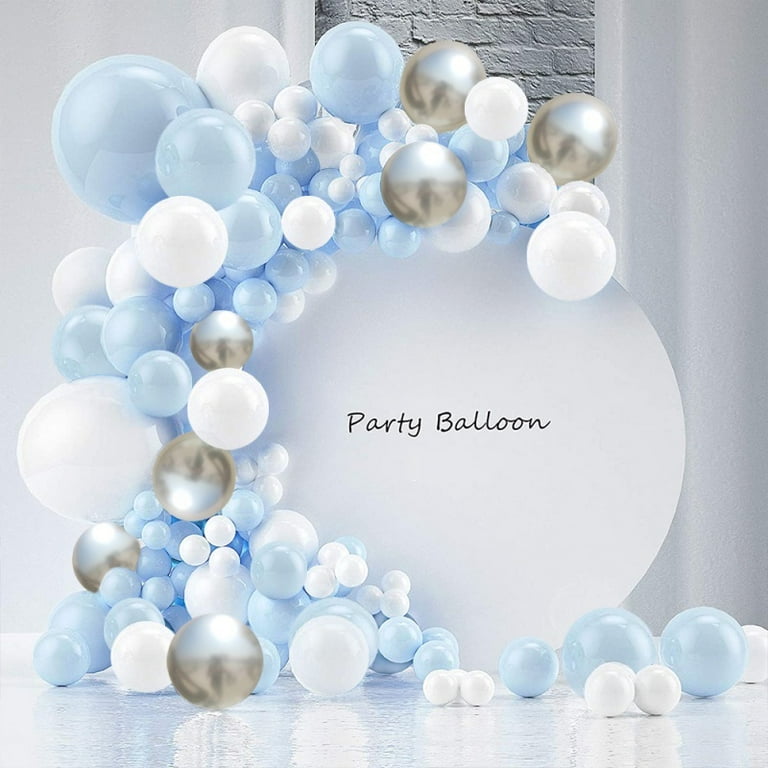 143pcs Balloon Garland Arch Pastel Blue Gray White Macaron Wedding Baby  Shower Party Backdrop Tape Wall Balloons Decor Silver 4D Balloon -   Sweden